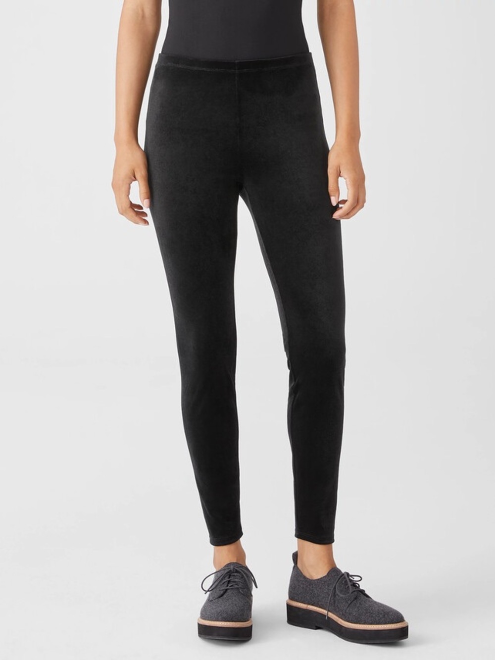 Eileen Fisher Stretch Velvet Knit Leggings Size XS Black